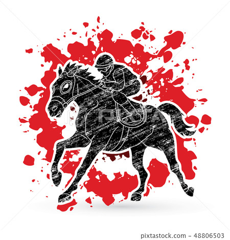 Horse racing Jockey riding horse Horseman vector 48806503