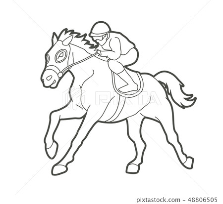 Horse racing Jockey riding horse Horseman vector 48806505