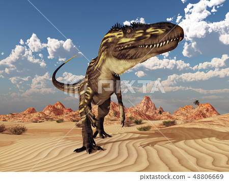 Dinosaur Torvosaurus in the desert 48806669