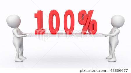 3D figures with 100 percent symbol on a board 3D figures with 100 percent symbol on a board 48806677
