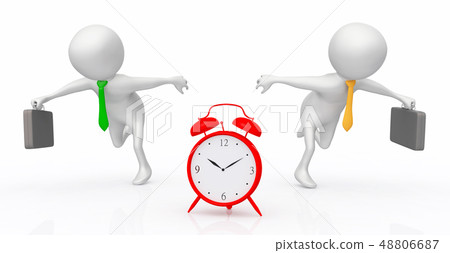 Alarm clock and 3D figures as business people 48806687