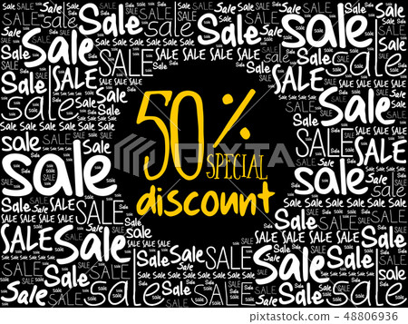 50% Special Discount sale word cloud collage 48806936