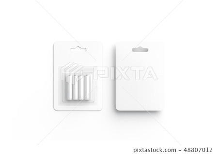 Blank white battery in cardboard pack mockup, Blank white battery in cardboard pack mockup, 48807012