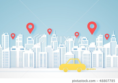 building, car go to destination, location markers building, car go to destination, location markers 48807785