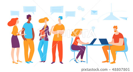 Business concept vector illustration. People work and comunicate. Business concept vector illustration. People work and comunicate. 48807801