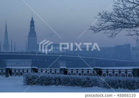 View of Riga in winter season. View of Riga in winter season. 48808110