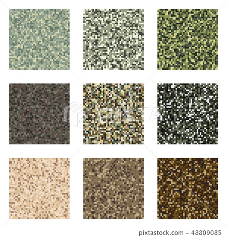 Pixel camouflage pattern set military textile Pixel camouflage pattern set military textile 48809085