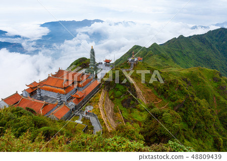View of mountains and the temple from the Fansipan View of mountains and the temple from the Fansipan 48809439