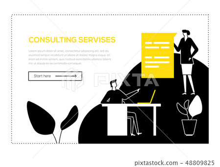Consulting services - flat design style web banner 48809825