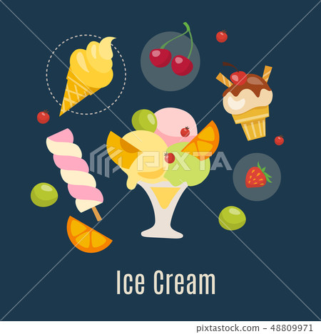 Vector ice cream infographic summer food design with fruits.  48809971