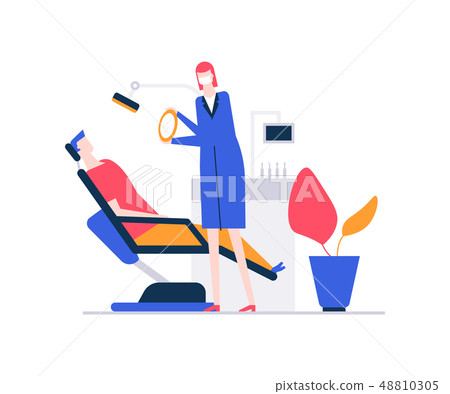 At the dentist - colorful flat design style illustration 48810305