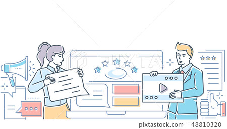 Company testimonials - colorful line design style illustration 48810320