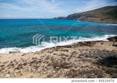 Waves at the coast, island Mallorca Spain Waves at the coast, island Mallorca Spain 48810978
