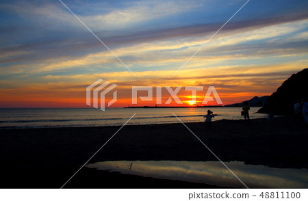 Summer sea and sunset at Inasa beach in Shimane prefecture 48811100