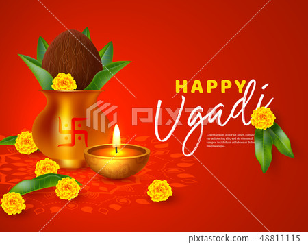 Happy Ugadi holiday composition. Happy Ugadi holiday composition. 48811115
