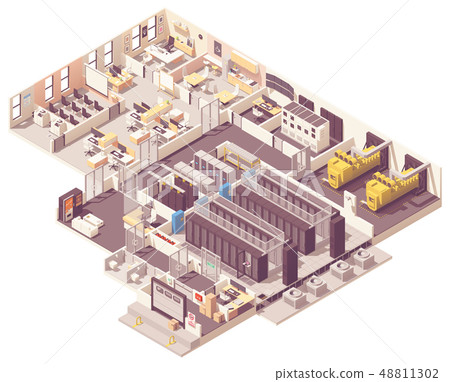 Isometric data center interior 48811302