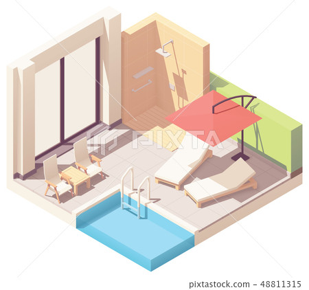 Vector isometric outdoor pool lounge 48811315