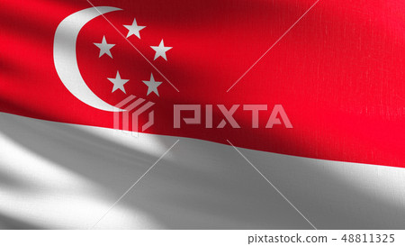 Singapore National Flag Blowing In The Wind Stock Illustration 48811325 Pixta