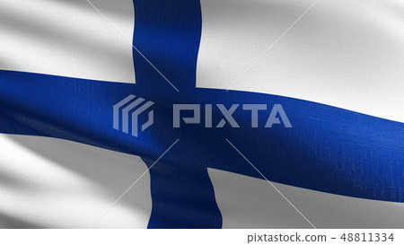 Finland national flag blowing in the wind 48811334