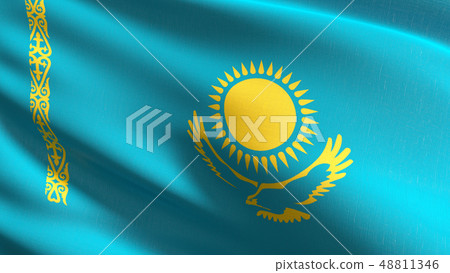 Kazakhstan national flag blowing in the wind Kazakhstan national flag blowing in the wind 48811346