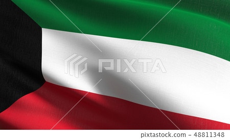 Kuwait national flag blowing in the wind isolated. 48811348
