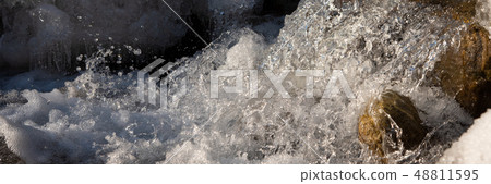 Texture of boiling water, waterfall, mountain river, Texture of boiling water, waterfall, mountain river, 48811595