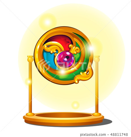 Interior table decoration in the form of gold abstract pattern isolated on white background. Vector 48811748