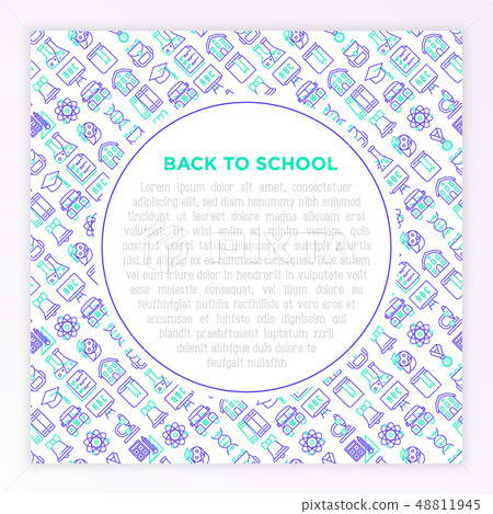 Back to school concept with thin line icons - Stock Illustration ...