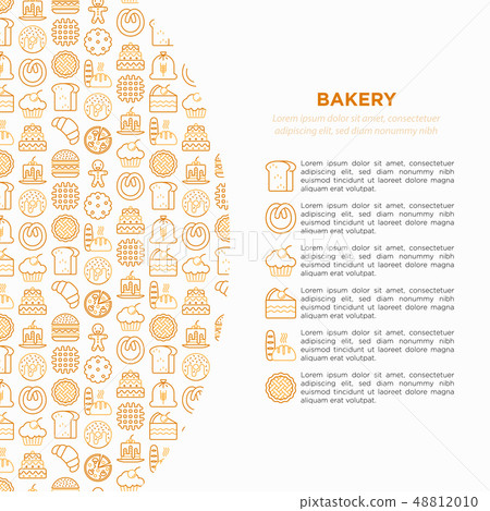 Bakery concept with thin line icons Bakery concept with thin line icons 48812010