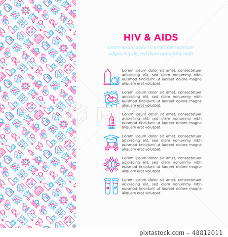HIV and AIDs concept with thin line icons 48812011