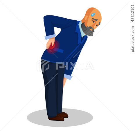 Old Man Suffering from Back Pain Flat Illustration Old Man Suffering from Back Pain Flat Illustration 48812101