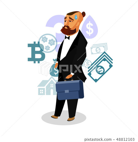 Businessman with Briefcase Worrying Illustration Businessman with Briefcase Worrying Illustration 48812103