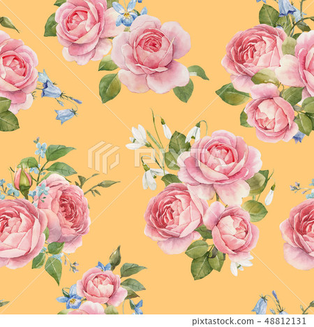 Watercolor rose pattern Watercolor rose pattern 48812131
