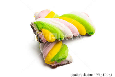colored marshmallows isolated 48812473
