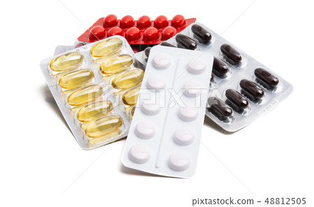 medical capsules in pack isolated 48812505