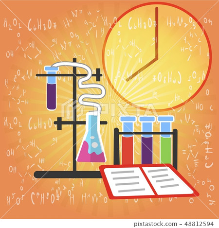 Chemical Research Equipment on Formulas Background Chemical Research Equipment on Formulas Background 48812594