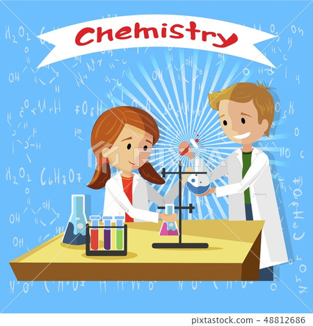 Vector Flat Illustration Chemistry in Classroom.  48812686