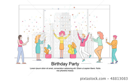 Office Employees Congratulating Colleague Woman. Office Employees Congratulating Colleague Woman. 48813083