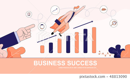 Business Success Horizontal Banner. Superhero Man. Business Success Horizontal Banner. Superhero Man. 48813090
