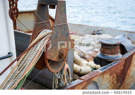 View of the fishery working deck of seiner View of the fishery working deck of seiner 48814935