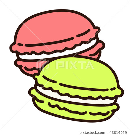 Simple and cute colorful macaron illustration with main line Simple and cute colorful macaron illustration with main line 48814959