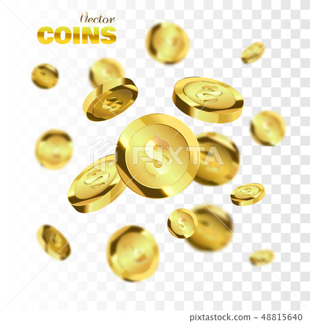 Coins explosion isolated on checkered background.  48815640