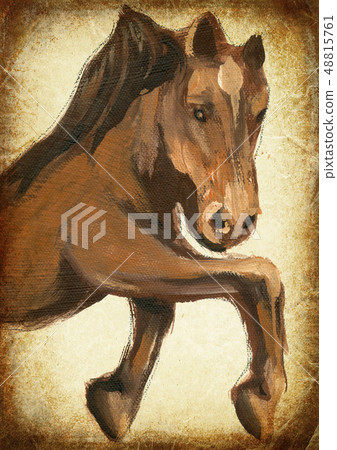 Horse. Hand painting. Vintage processing. 48815761