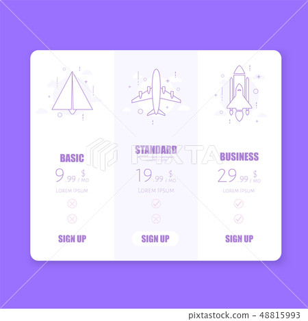Price table. Chart infographic of pricing. Vector  48815993