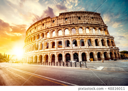 The Roman Colosseum at sunset The Roman Colosseum at sunset 48816011