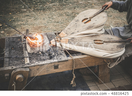 Old woodworking hand tool: wooden plane, chisel ax, sledgehammer, hammer and in a carpentry workshop Old woodworking hand tool: wooden plane, chisel ax, sledgehammer, hammer and in a carpentry workshop 48816425