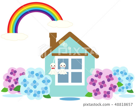 雨季雨後彩虹插畫 48818657