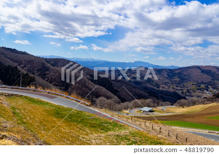 Mountain surface of the plateau waiting for spring and serpentine b 48819790