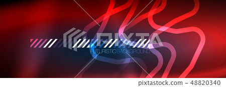 Neon glowing techno lines, hi-tech futuristic abstract background template with square shapes Neon glowing techno lines, hi-tech futuristic abstract background template with square shapes 48820340