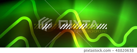 Neon glowing techno lines, hi-tech futuristic abstract background template with square shapes 48820638